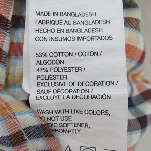 IZOD* Men's Short Sleeve Button Down Curved Hem Chest Pocket Plaid Shirt~Size XL - Picture 5 of 11